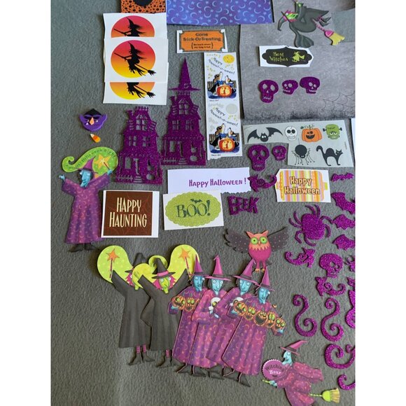 Deluxe Halloween Craft Kit With Glitter Stickers Paper Cutouts & Cards - Picture 2 of 14